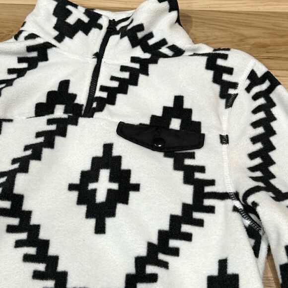 Neon Riot White Black Aztec Quarter Zip Pullover Sweatshirt Women’s Small - Picture 4 of 4